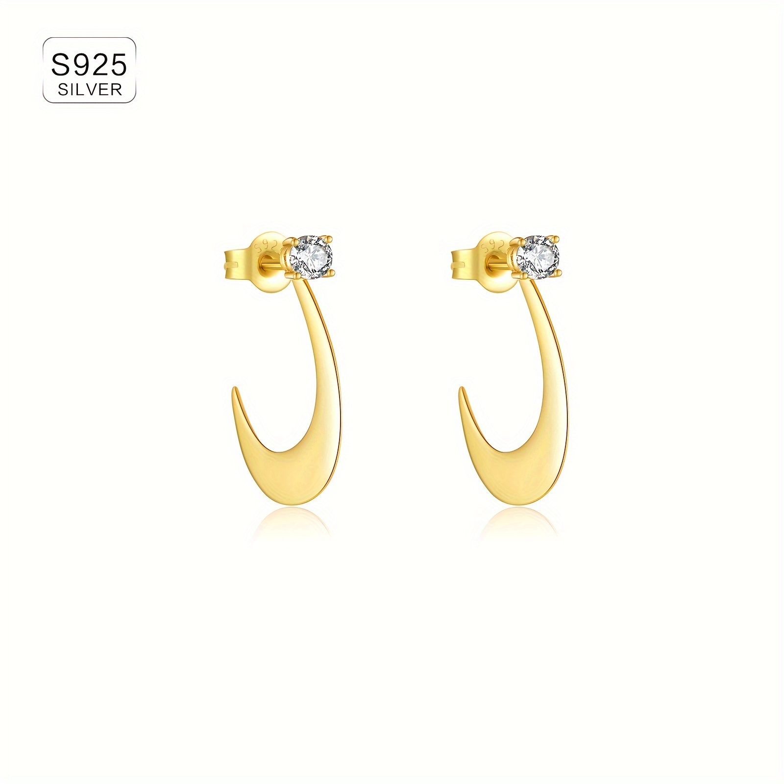 Women's Elegant 925 Silver Earrings with Irregular Geometric Zirconia